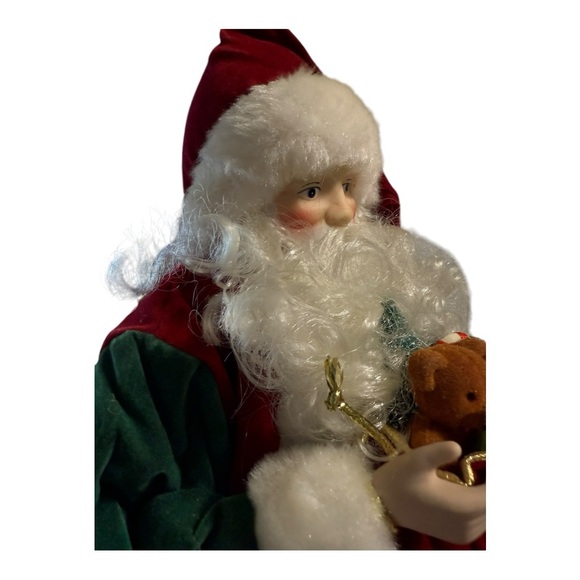 Santa Claus Tree Topper Vintage Figurine Porcelain Fluffy Beard Velvety Coat - Picture 8 of 13